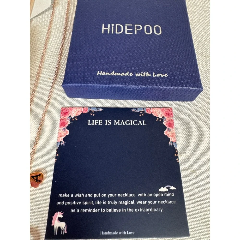 NEW Rose Gold Unicorn Heart‎ Necklace Kids Girls Magical Life Letter A Jewelry